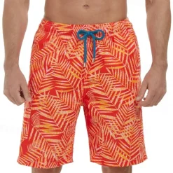 Men's Swim Trunks Swim Shorts Board Shorts Bathing Suit Drawstring with Pockets Swimming Surfing Beach Water Sports Tropical Printed Summer Spring