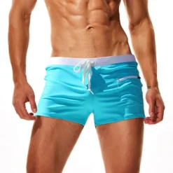 Men's Swim Trunks Swim Shorts Board Shorts Drawstring with Mesh lining Mesh Lining Solid Color Quick Dry Breathable Short Beach Swimming Pool Bathing Sports Fashion Black Red Micro-elastic