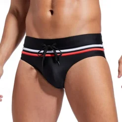 Men's Swim Trunks Swim Shorts Swimwear Bottoms Drawstring Swimming Surfing Beach Water Sports Stripes Patchwork Summer Spring
