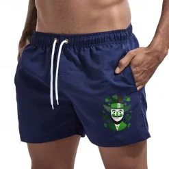 Men's Swim Trunks Swim Shorts Board Shorts Bathing Suit Drawstring Mesh Lining with Pockets Swimming Surfing Beach Water Sports Printed Summer Spring