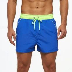 Men's Swim Trunks Swim Shorts Board Shorts Bottoms Drawstring with Pockets Swimming Surfing Beach Water Sports Patchwork Solid Colored Summer Spring