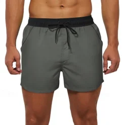 Men's Swim Trunks Swim Shorts Board Shorts Bottoms Drawstring with Pockets Swimming Surfing Beach Water Sports Patchwork Solid Colored Summer Spring