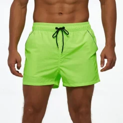 Men's Swim Trunks Swim Shorts Board Shorts Bottoms Drawstring with Pockets Swimming Surfing Beach Water Sports Patchwork Solid Colored Summer Spring