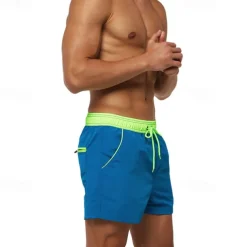 Men's Swim Trunks Swim Shorts Board Shorts Bottoms Drawstring with Pockets Swimming Surfing Beach Water Sports Patchwork Solid Colored Summer Spring