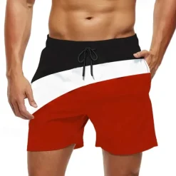 Men's Swim Trunks Swim Shorts Board Shorts Bottoms Drawstring with Pockets Swimming Surfing Beach Water Sports Patchwork Summer Spring