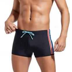 Men's Swim Trunks Swim Shorts Swimwear Bottoms Drawstring Swimming Surfing Beach Water Sports Stripes Patchwork Summer Spring