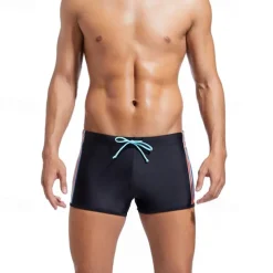Men's Swim Trunks Swim Shorts Swimwear Bottoms Drawstring Swimming Surfing Beach Water Sports Stripes Patchwork Summer Spring