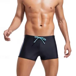 Men's Swim Trunks Swim Shorts Swimwear Bottoms Drawstring Swimming Surfing Beach Water Sports Stripes Patchwork Summer Spring