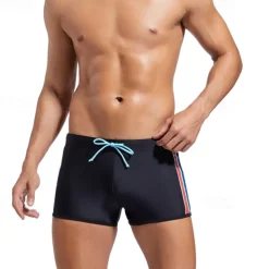 Men's Swim Trunks Swim Shorts Swimwear Bottoms Drawstring Swimming Surfing Beach Water Sports Stripes Patchwork Summer Spring