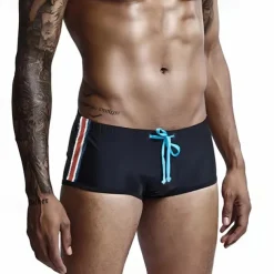 Men's Swim Trunks Swim Shorts Swimwear Bottoms Drawstring Swimming Surfing Beach Water Sports Stripes Patchwork Summer Spring