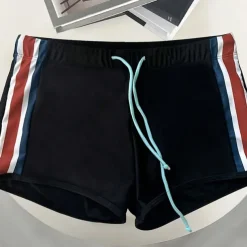 Men's Swim Trunks Swim Shorts Swimwear Bottoms Drawstring Swimming Surfing Beach Water Sports Stripes Patchwork Summer Spring