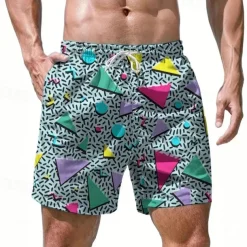 Men's Swim Trunks Swim Shorts Board Shorts Bottoms Drawstring with Pockets Swimming Surfing Beach Water Sports Printed Summer Spring