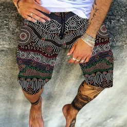 Men's Swim Trunks Swim Shorts Board Shorts Summer Shorts Beach Shorts Drawstring Elastic Waist 3D Print Graphic Quick Dry Soft Short Casual Daily Holiday Hawaiian Dark Brown Black-White Micro-elastic