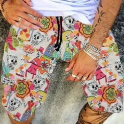 Men's Swim Trunks Swim Shorts Board Shorts Summer Shorts Beach Shorts Drawstring Elastic Waist 3D Print Graphic Quick Dry Soft Short Casual Daily Holiday Hawaiian Dark Brown Black-White Micro-elastic