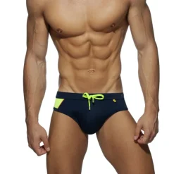 Men's Swimwear Swim Briefs Drawstring Color Block Antibacterial Leak Proof Beach Swimming Pool Fashion Simple Light Blue Red Micro-elastic