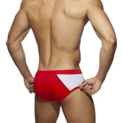 Men's Swimwear Swim Briefs Drawstring Color Block Antibacterial Leak Proof Beach Swimming Pool Fashion Simple Light Blue Red Micro-elastic