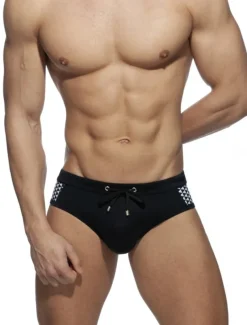 Men's Swimwear Swim Briefs Print Color Block Breathable Soft Daily Wear Weekend Stylish Simple Black White