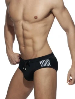 Men's Swimwear Swim Briefs Print Color Block Breathable Soft Daily Wear Weekend Stylish Simple Black White