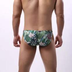 Men's Swimwear Swim Briefs Swim Thong Drawstring Trees / Leaves Flower / Plants Breathable Soft Simple Yellow Pink