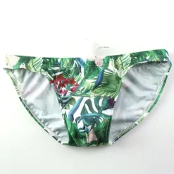 Men's Swimwear Swim Briefs Swim Thong Drawstring Trees / Leaves Flower / Plants Breathable Soft Simple Yellow Pink