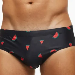 Men's Swimwear Swim Briefs Floral Tropical Beach Swimming Pool Sporty Basic Black White