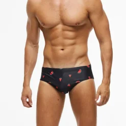 Men's Swimwear Swim Briefs Floral Tropical Beach Swimming Pool Sporty Basic Black White