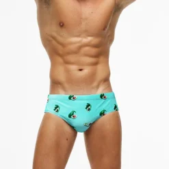 Men's Swimwear Swim Briefs Floral Tropical Beach Swimming Pool Sporty Basic Black White