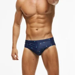 Men's Swimwear Swim Briefs Floral Tropical Beach Swimming Pool Sporty Basic Black White