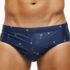 Men's Swimwear Swim Briefs Floral Tropical Beach Swimming Pool Sporty Basic Black White