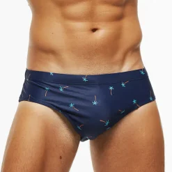 Men's Swimwear Swim Briefs Floral Tropical Beach Swimming Pool Sporty Basic Black White