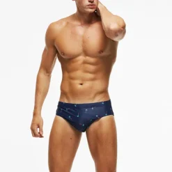 Men's Swimwear Swim Briefs Floral Tropical Beach Swimming Pool Sporty Basic Black White