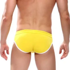 Men's Swimwear Swim Briefs Drawstring Color Block Breathable Soft Stylish Simple Yellow Red