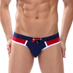 Men's Swimwear Swim Briefs Drawstring Color Block Breathable Soft Stylish Simple Yellow Red