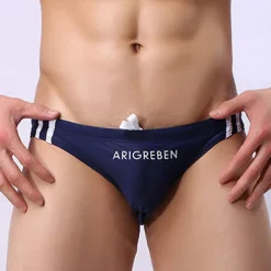 Men's Swimwear Swim Briefs Swim Thong Drawstring Letter Breathable Soft Simple White Red