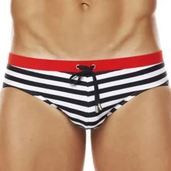 Men's Swimwear Swim Shorts Shorts Swim Briefs Print Stripe Comfort Breathable Outdoor Daily Going out Sports Hawaiian Black Red