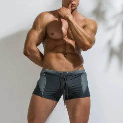 Men's Swimwear Swim Shorts Swim Trunks Lace up Drawstring Color Block Quick Dry Holiday Swimming Pool Sporty Basic Light Blue Red