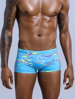 Men's Swimwear Swim Trunks Swim Briefs Print Color Block Breathable Soft Daily Wear Weekend Stylish Simple Blue Purple