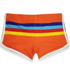 Men's Swimwear Swim Trunks Swim Briefs Print Stripe Antibacterial Leak Proof Beach Swimming Pool Fashion Simple Blue Orange Micro-elastic
