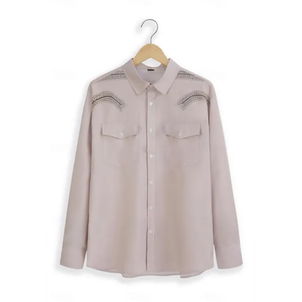 Men's Symbol Shirt Western Shirt Cowboy Shirt Long Sleeve Vintage Western Style Outdoor Street Casual Daily Fall & Winter Turndown Buttons Print Gray