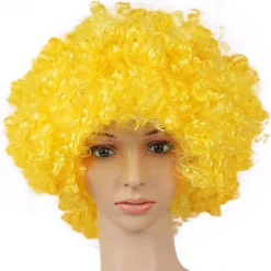 Men's Synthetic Afro Wig with Bangs Short Rainbow Colors Dark Gold Orange Black White Synthetic Hair for Carnival