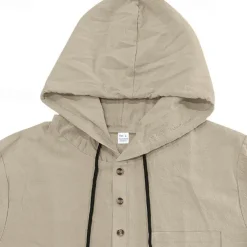 Men's T Shirt Henley Shirt Tee Short Sleeve Shirt Short Sleeve Hooded Summer Spring Plain Fashion Designer Basic Buttons Vacation Street Going out Black White Yellow Top Tee for Men