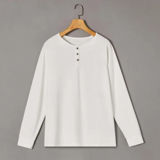 Men's T Shirt Henley Shirt Tee Top Long Sleeve Shirt Long Sleeve Plain Fashion Designer Basic Classic Henley Vacation Street Going out Spring & Fall Black White Navy Blue Henley T-Shirt