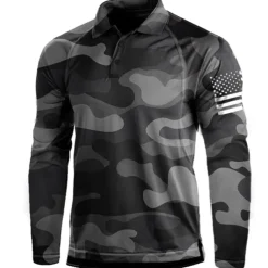 Men's T shirt Henley Shirt Long Sleeve Shirt Top Outdoor Breathable Quick Dry Lightweight Soft Polyester Black Grey Black White Fishing Climbing Camping / Hiking / Caving