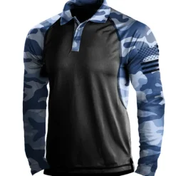 Men's T shirt Henley Shirt Long Sleeve Shirt Top Outdoor Breathable Quick Dry Lightweight Soft Polyester Black Grey Black White Fishing Climbing Camping / Hiking / Caving