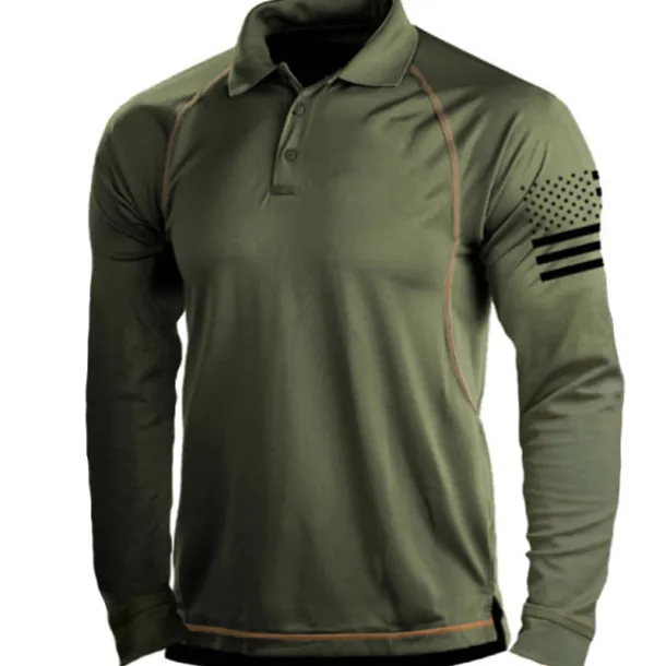Men's T shirt Henley Shirt Long Sleeve Shirt Top Outdoor Breathable Quick Dry Lightweight Soft Polyester Black Grey Black White Fishing Climbing Camping / Hiking / Caving