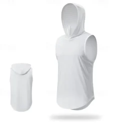 Men's T shirt Hiking Vest Sleeveless Hooded Tank Top Sleeveless Shirt Vest Top Outdoor Quick Dry Soft Sweat wicking Polyester Black White Navy Blue Climbing Camping / Hiking / Caving Traveling