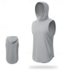 Men's T shirt Hiking Vest Sleeveless Hooded Tank Top Sleeveless Shirt Vest Top Outdoor Quick Dry Soft Sweat wicking Polyester Black White Navy Blue Climbing Camping / Hiking / Caving Traveling