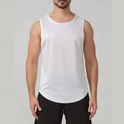 Men's T shirt Hiking Vest Sleeveless Crew Neck Tank Top Sleeveless Shirt Vest Top Outdoor Quick Dry Soft Sweat wicking Polyester Black White Navy Blue Climbing Camping / Hiking / Caving Traveling