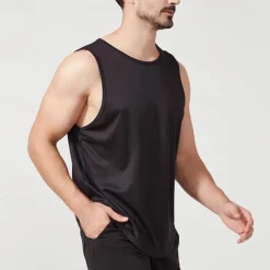 Men's T shirt Hiking Vest Sleeveless Crew Neck Tank Top Sleeveless Shirt Vest Top Outdoor Quick Dry Soft Sweat wicking Polyester Black White Navy Blue Climbing Camping / Hiking / Caving Traveling