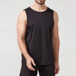 Men's T shirt Hiking Vest Sleeveless Crew Neck Tank Top Sleeveless Shirt Vest Top Outdoor Quick Dry Soft Sweat wicking Polyester Black White Navy Blue Climbing Camping / Hiking / Caving Traveling